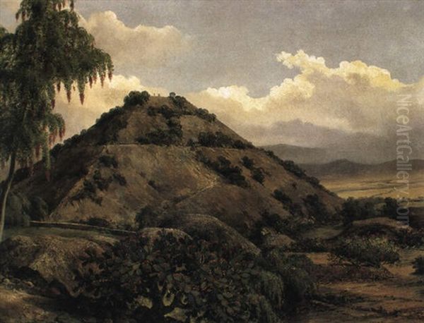 The Pyramid Of The Sun, Teotihuacan, Mexico Oil Painting by Jean Baptiste Louis (Baron Gros) Gros