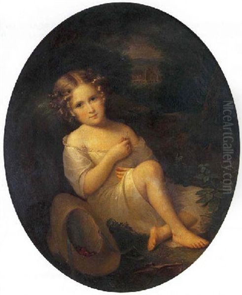 Portrait De Jeanne Seilliere A L'age De Cinq Ans Oil Painting by Louis Aime Grosclaude