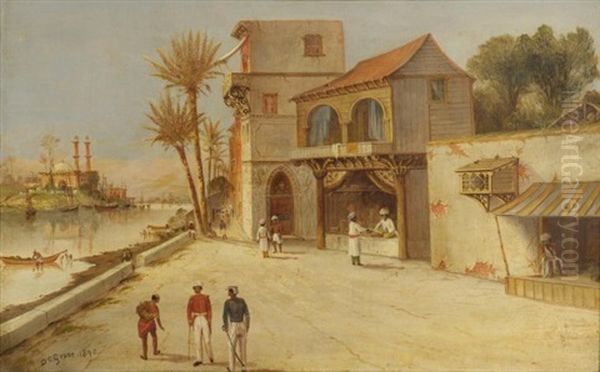 Indian Bazaar Oil Painting by Daniel Charles Grose