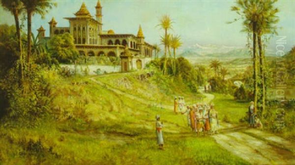 A Fabulous Palace In The Mountains Of India Oil Painting by Daniel Charles Grose