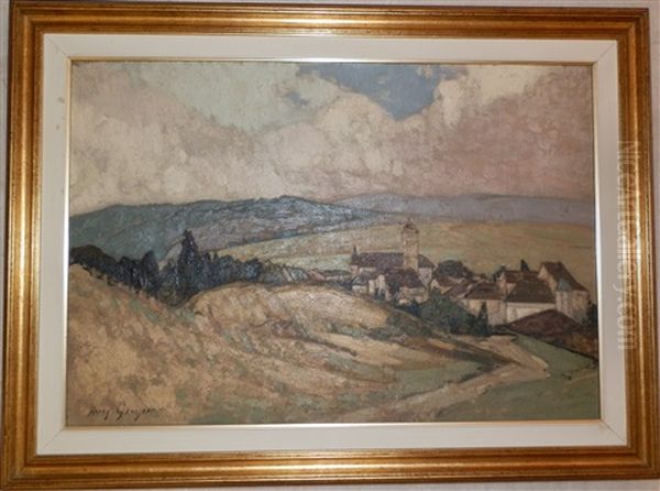 Paysage Au Clocher Oil Painting by Henry Grosjean