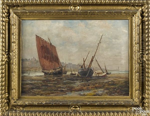 Coastal Scene Oil Painting by Peter Alfred Gross