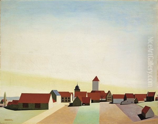 Dorflandschaft - Erlach Bei Wurzburg Oil Painting by Carl Grossberg