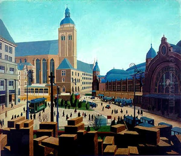 Bahnhofsplatz In Koln Am Rhein by Carl Grossberg