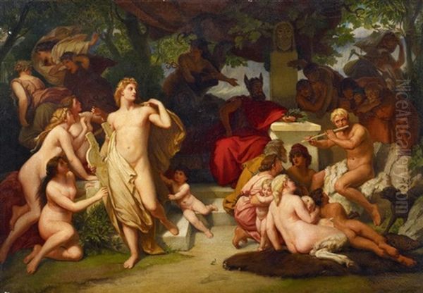 Wettstreit Zwischen Apollo Und Marsyas Oil Painting by Franz Theodore Grosse