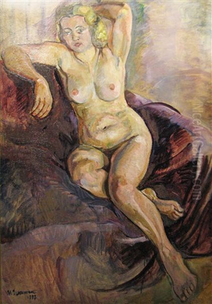 Nude In Armchair Oil Painting by Margareta Grossman