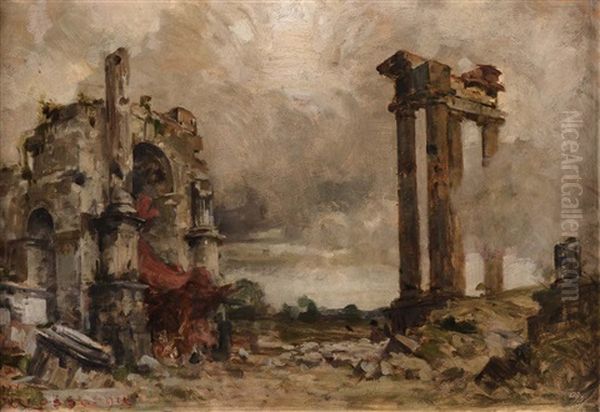 Capriccio Architettonico Oil Painting by Giacomo Grosso