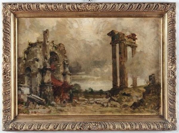 Capriccio Architettonico Oil Painting by Giacomo Grosso