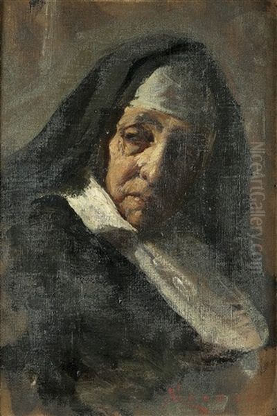 Ritratto Di Suora (studio) Oil Painting by Giacomo Grosso