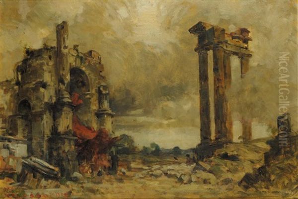 Capriccio Architettonico Oil Painting by Giacomo Grosso