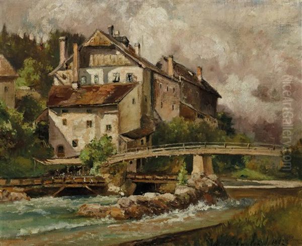 Laufen Oil Painting by Ignaz August Grosz