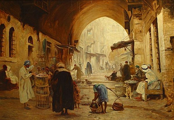 Strasse In Jerusalem Oil Painting by Fritz Grotemeyer