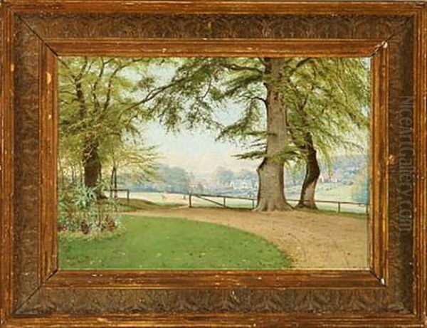 View From A Danish Forest Oil Painting by Ernst Thorvald Groth