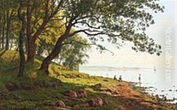 Danish Coastal Scape A Summer's Day Oil Painting by Vilhelm Groth