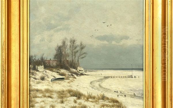 Beach In Winter Oil Painting by Vilhelm Groth