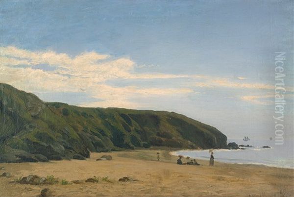 Sommerliche Strandgesellschaft In Granville In Der Normandie Oil Painting by Vilhelm Groth