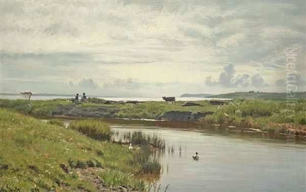 Seemundung Am Hafen Oil Painting by Vilhelm Groth