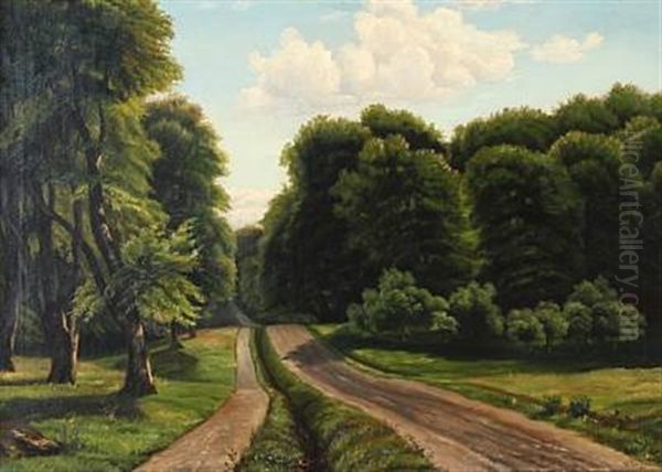 Summer Day At A Forest Road Oil Painting by Vilhelm Groth