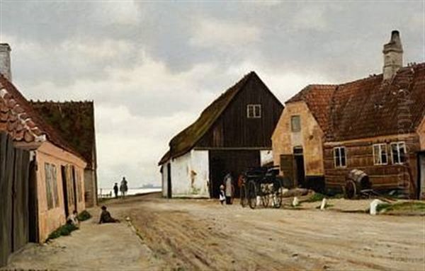 A Scenery From Hellebaek With A View To The Sound - Oresund And Kronborg Oil Painting by Vilhelm Groth