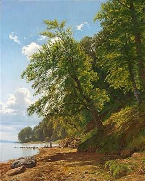 En Sommerdag Pa Faeno Med Legende Born Pa Stranden Oil Painting by Vilhelm Groth