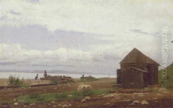 Parti Fra Hindsgavl Med Fano I Baggrunden Oil Painting by Vilhelm Groth