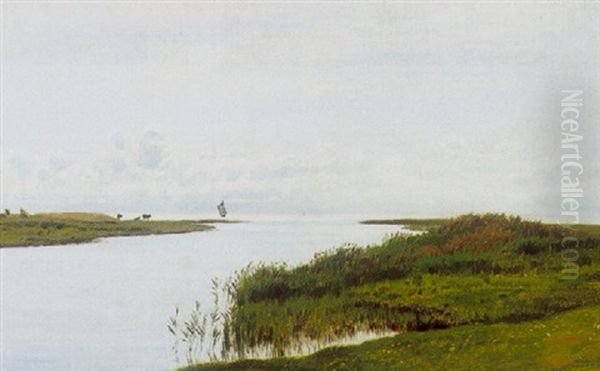 Landskab Med Audlob Oil Painting by Vilhelm Groth