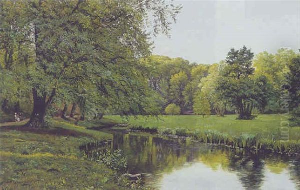 Parklandskab Med Alob, Sommer Oil Painting by Vilhelm Groth