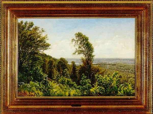 Udsigt Over Sommerlandskab Ved Silkeborg Oil Painting by Vilhelm Groth