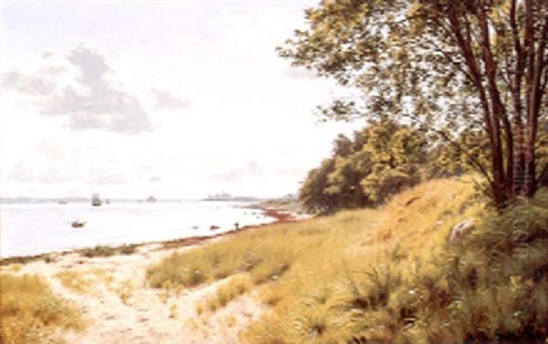 Udsigt Fra Hellebaek, Med Udsigt Til Kronborg Oil Painting by Vilhelm Groth