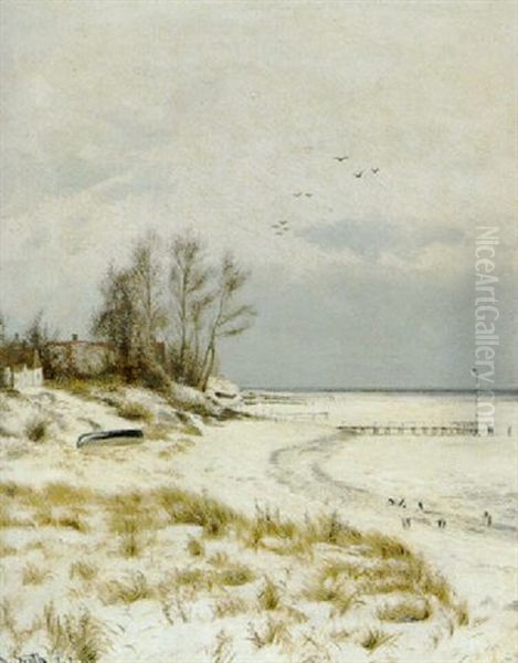 Dansk Kystparti, Vinter Oil Painting by Vilhelm Groth