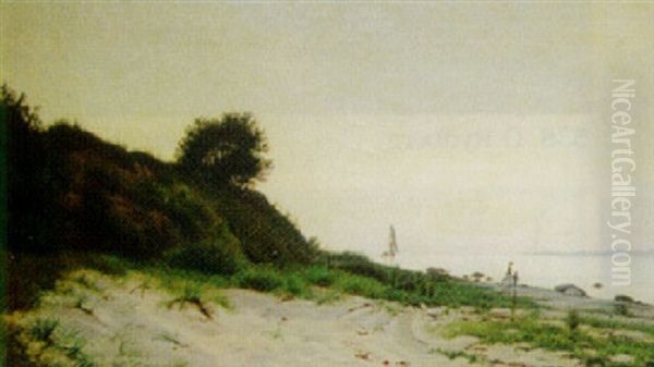 Strand Ved Hellebaek, Tidlig Aften Oil Painting by Vilhelm Groth