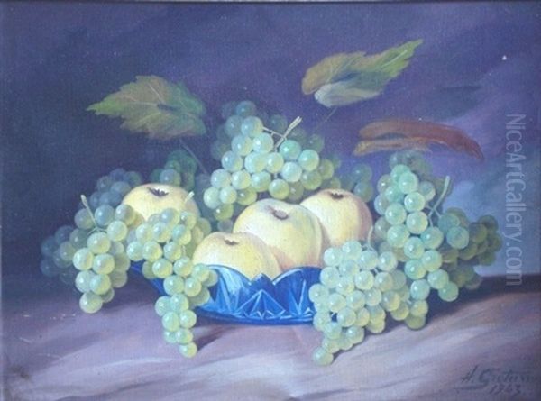 Still Life With Grapes Oil Painting by Hugo Karlis Grotuss