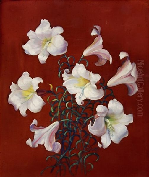 Lilies Oil Painting by Hugo Karlis Grotuss