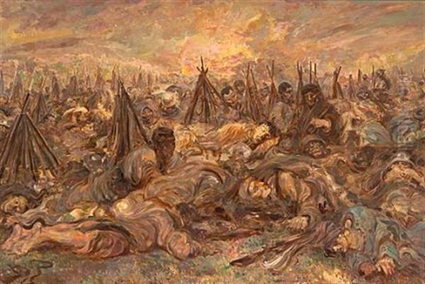 The Cloud Of Ypres Oil Painting by Henry de Groux