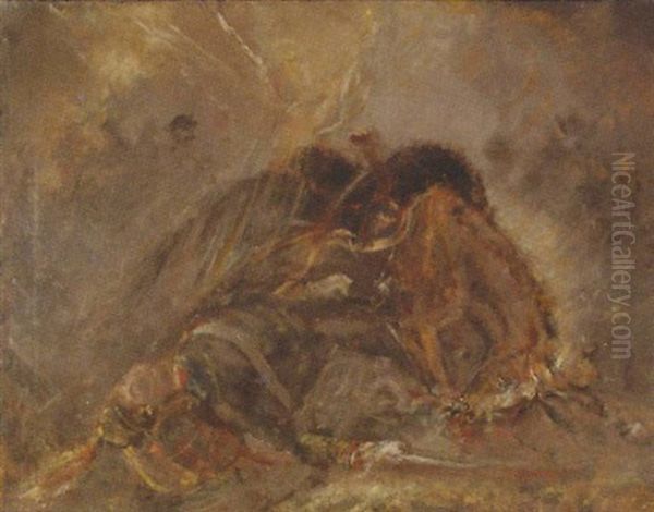 La Mort Du Hussard A La Campagne De Russie Ou L'ame Heroique Du Brave Hussard S'eleve Dans Les Cieux Oil Painting by Henry de Groux