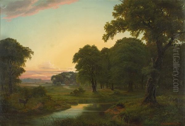 Sonnenaufgang Uber Danischer Landschaft Oil Painting by Nordahl (Peter Frederik N.) Grove