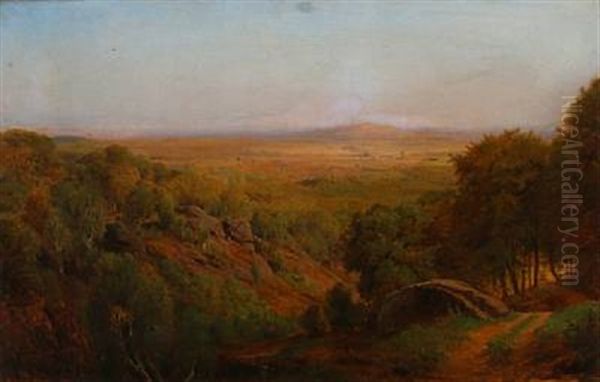 A View Over A Danish Landscape At Summertime Oil Painting by Nordahl (Peter Frederik N.) Grove