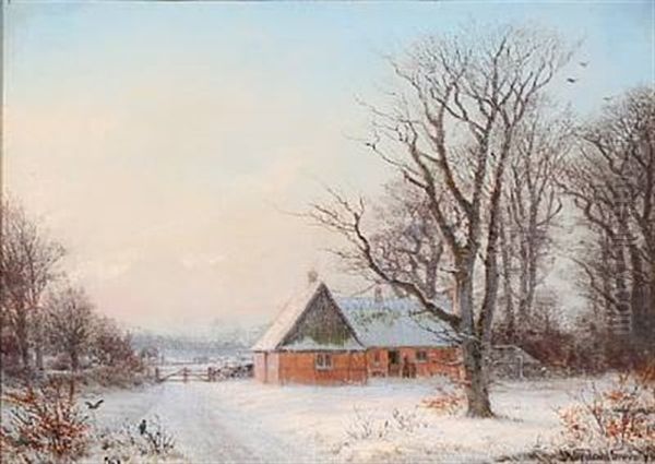 Vintermorgen Ved Fredensborg Oil Painting by Nordahl (Peter Frederik N.) Grove