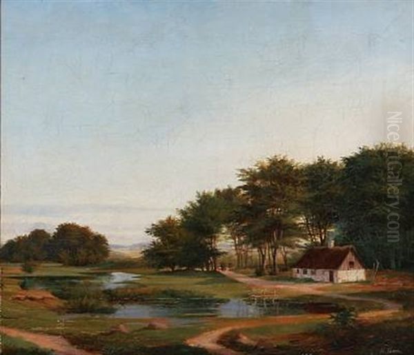 Summer Day In The Country Oil Painting by Nordahl (Peter Frederik N.) Grove