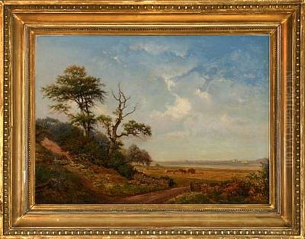 Harvest Landscape Oil Painting by Nordahl (Peter Frederik N.) Grove