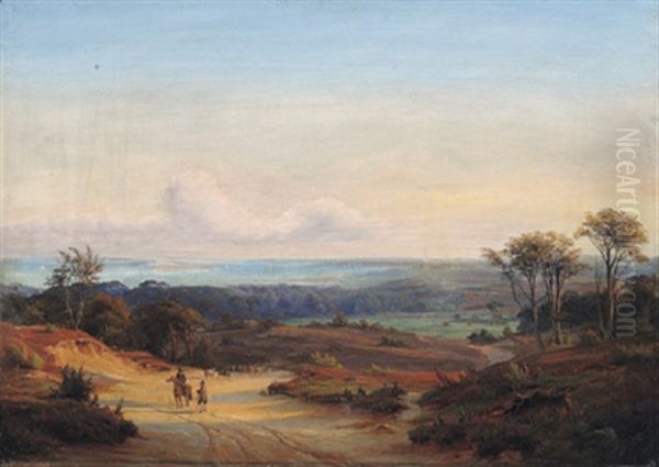 Weite Landschaft Mit Einem Reiter Und Einer Rinderherde Oil Painting by Nordahl (Peter Frederik N.) Grove