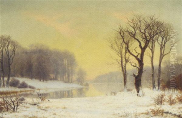 Early Morning In Winter Oil Painting by Nordahl (Peter Frederik N.) Grove