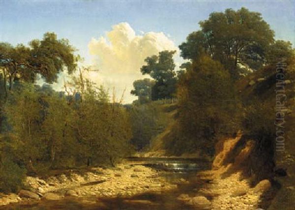 The Streambed Oil Painting by Nordahl (Peter Frederik N.) Grove