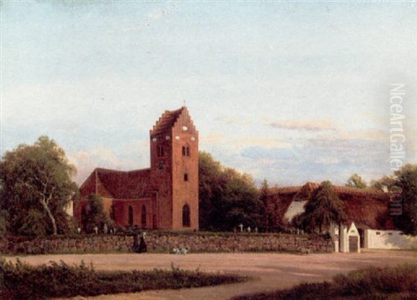 Udsigt Mod Gentofte Kirke Oil Painting by Nordahl (Peter Frederik N.) Grove