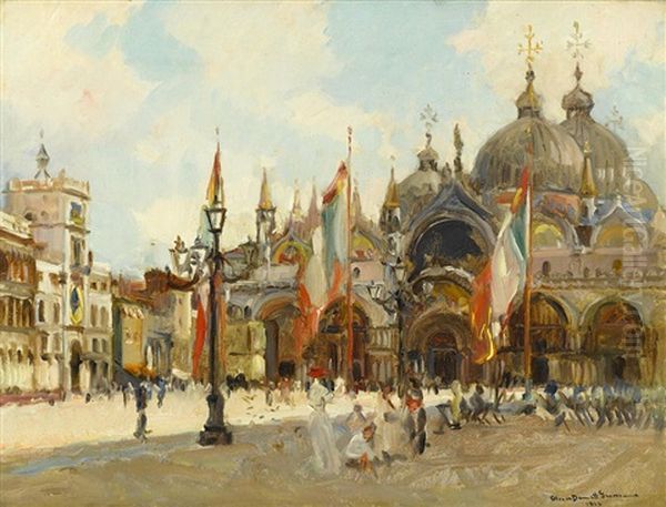 A View Of Piazza San Marco, Venice Oil Painting by Oliver Dennett Grover