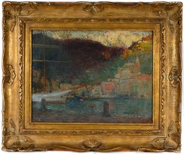 Portofino Harbor Oil Painting by Oliver Dennett Grover