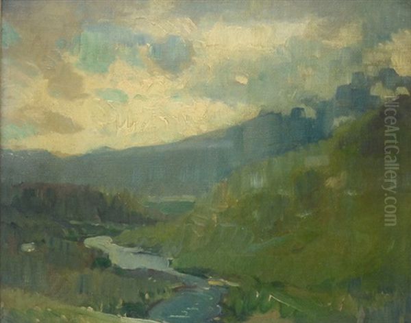 Valley Thru The Mountains Oil Painting by Oliver Dennett Grover