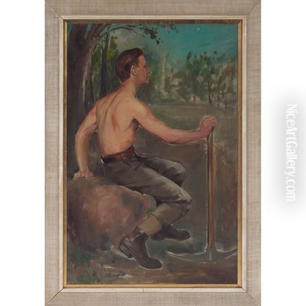 Working Man Oil Painting by Oliver Dennett Grover