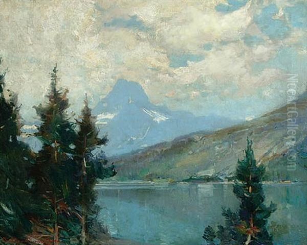 Grinnell Mountain Lake Mcdermott, Montana Oil Painting by Oliver Dennett Grover