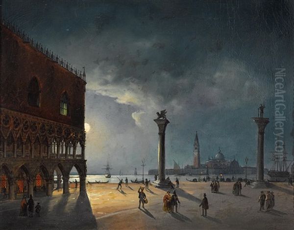 Piazza San Marco In The Evening Light Oil Painting by Carlo Grubacs